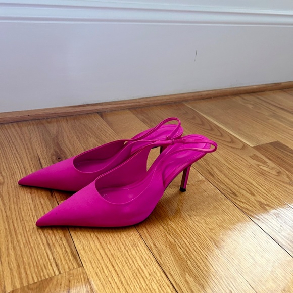 Zara pink satin sling back - Picture 4 of 5